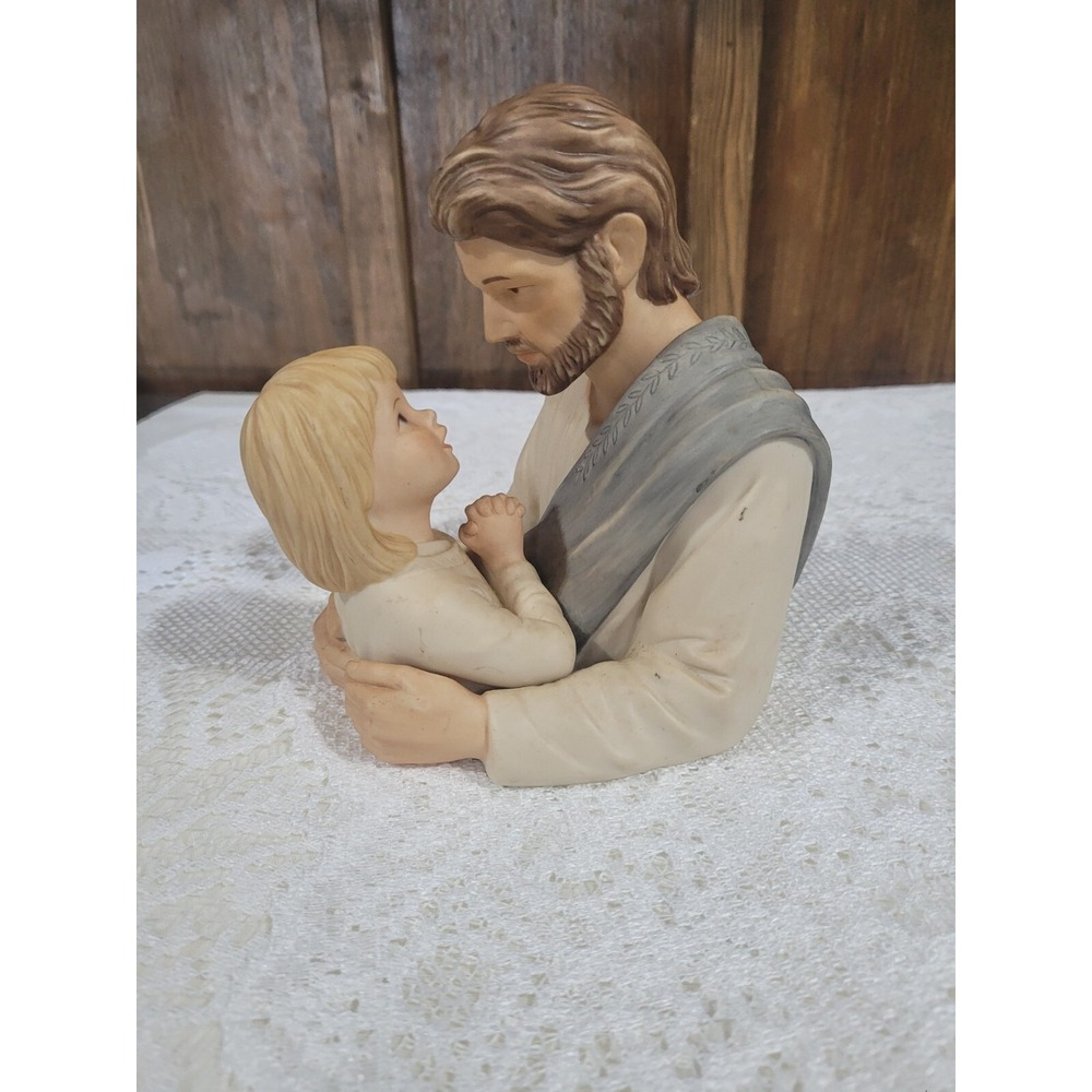 1990 Mizuno HOMCO Masterpiece Bisque Porcelain Jesus & Precious Child 6" Rare